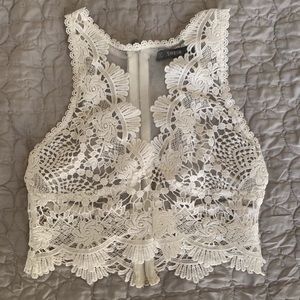 White flowered crop top